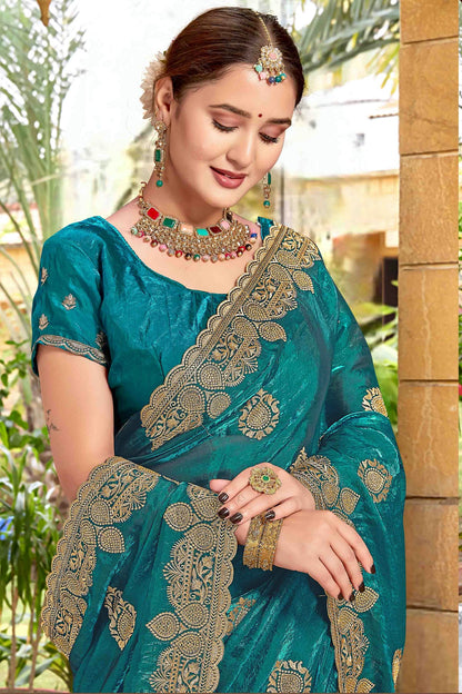 Rama Green Colour Silk Designer Saree VSSD1121975