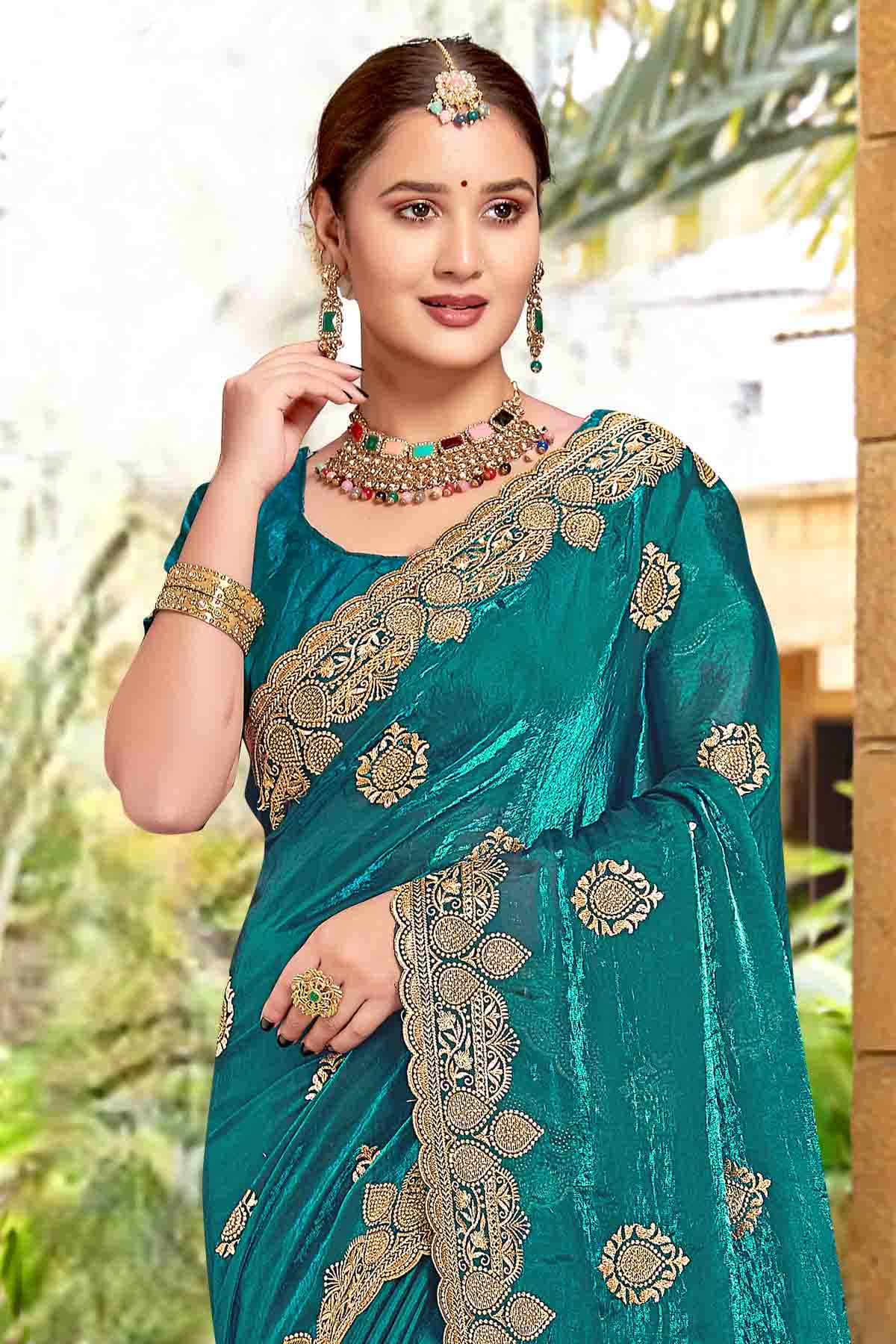 Rama Green Colour Silk Designer Saree VSSD1121975