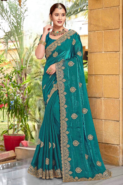 Rama Green Colour Silk Designer Saree VSSD1121975