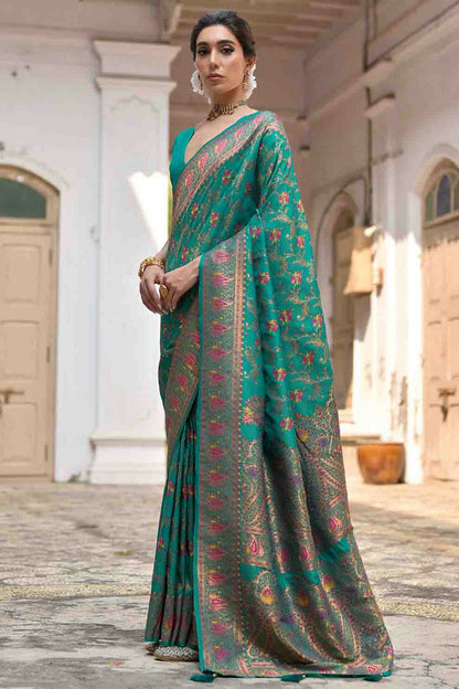Rama Green Colour Silk Traditional Saree