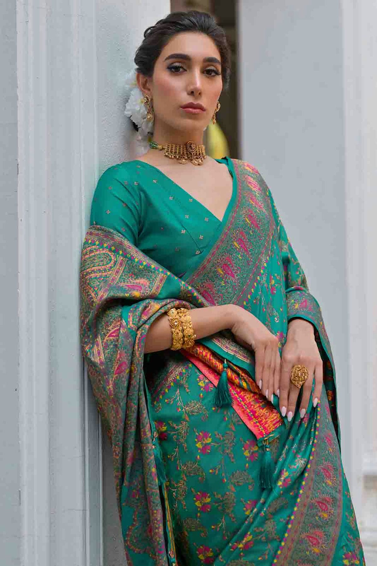 Rama Green Colour Silk Traditional Saree