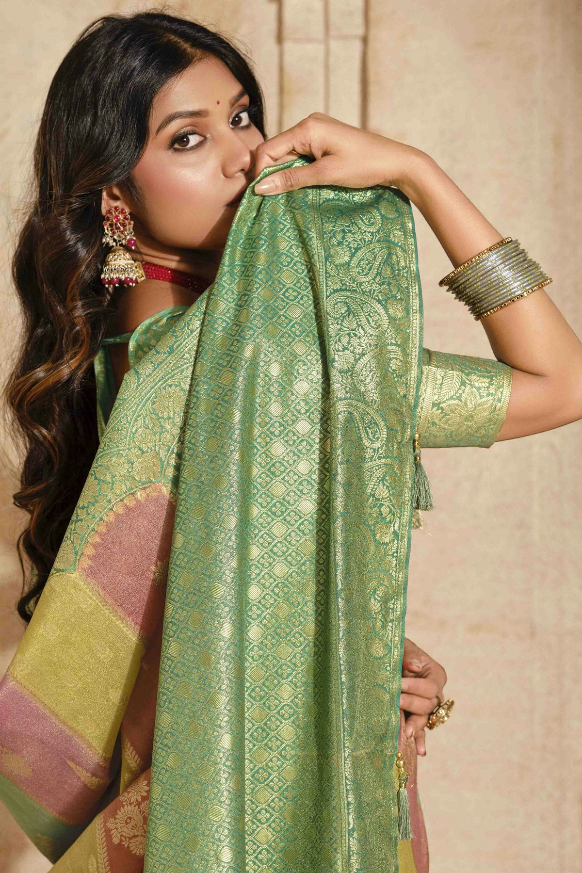Rama Green Colour Silk Zari Work Traditional Saree VSSD1113577