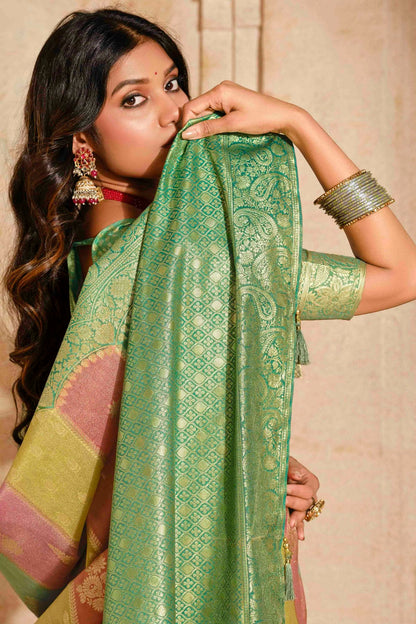 Rama Green Colour Silk Zari Work Traditional Saree VSSD1113577