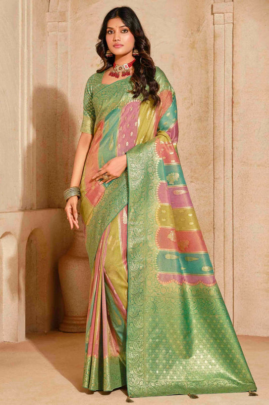 Rama Green Colour Silk Zari Work Traditional Saree VSSD1113577