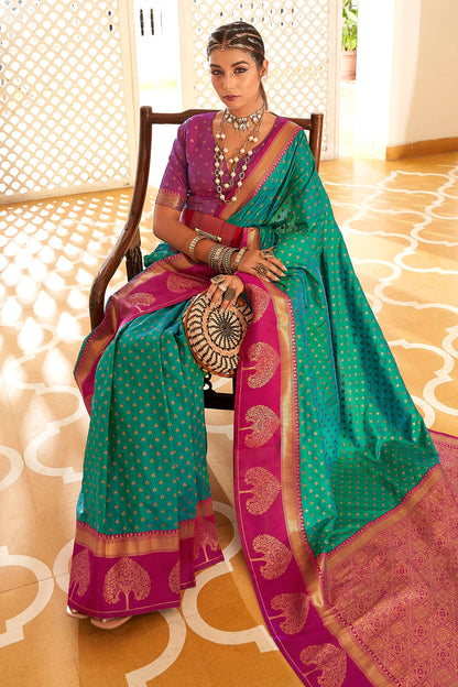 Rama Green Colour Soft Banarasi Silk Woven Work Saree VSSD1290087
