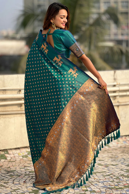 Rama Green Colour Soft Silk Traditional Saree