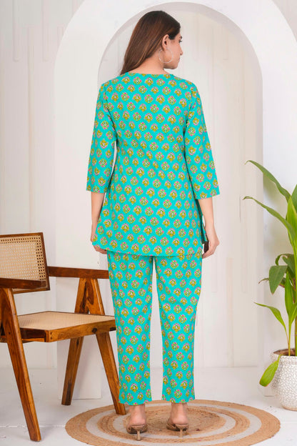 Rama Green Colour Stitched Cotton Co Ord Set VSTP1112402