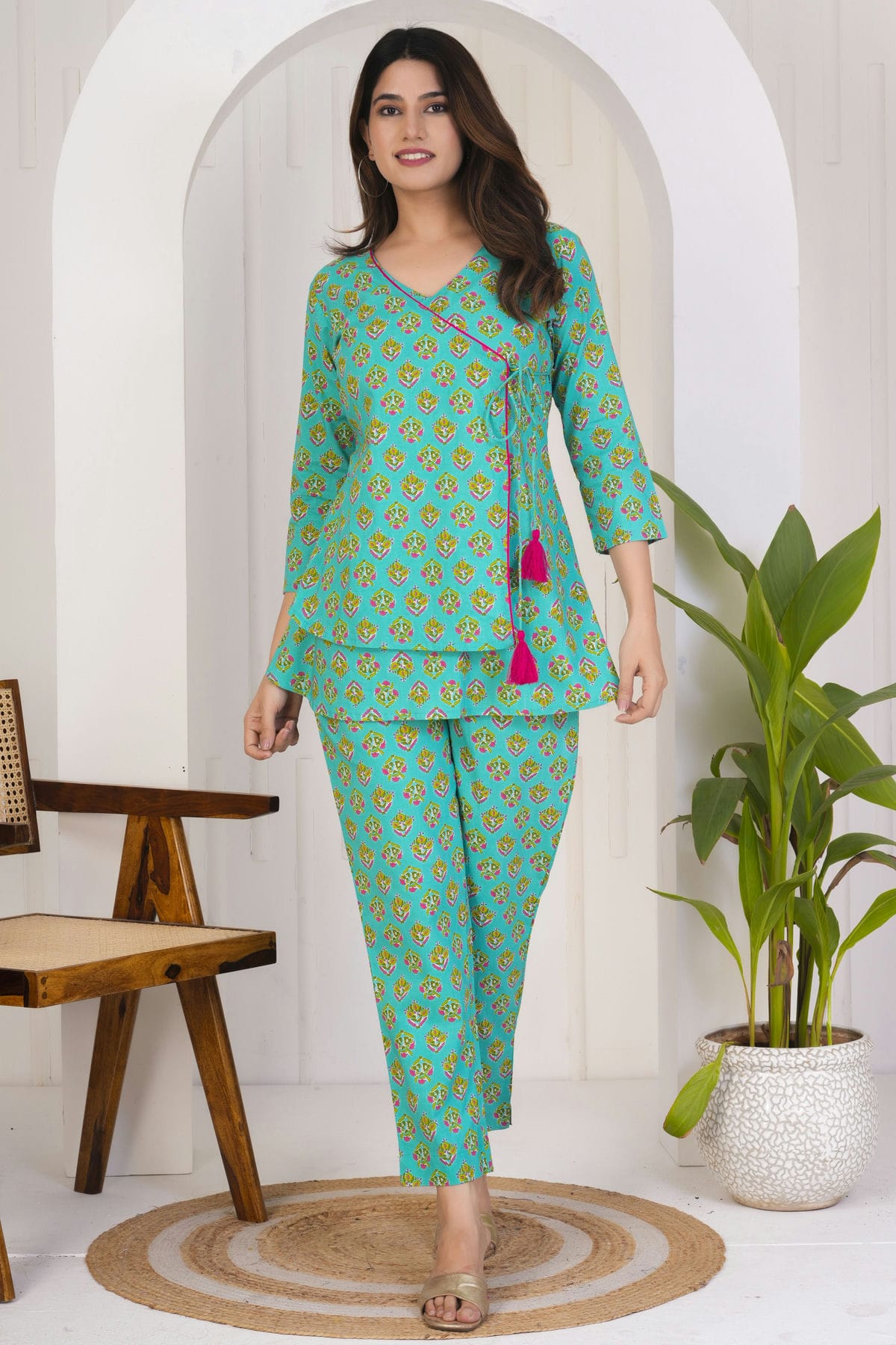 Rama Green Colour Stitched Cotton Co Ord Set VSTP1112402