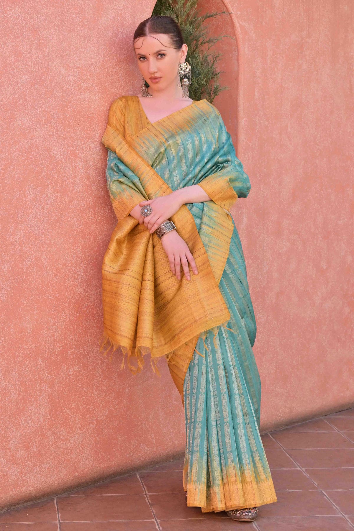 Rama Green Colour Tussar Silk Traditional Saree VSSD1260079