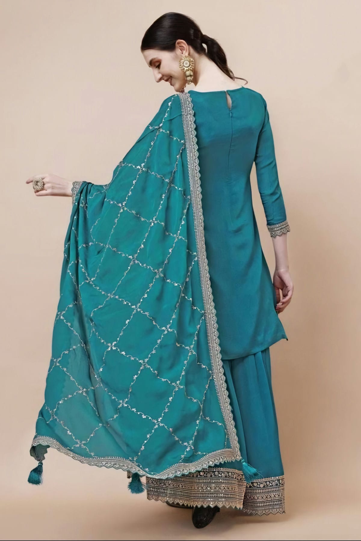 Rama Green Colour Viscose Chinon Sharara Suit VSSM1110728