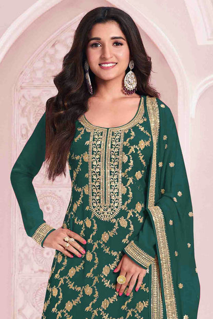 Rama Green Colour Viscose Jacquard Pant Style Suit VSSM1140912