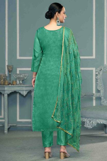 Rama Green Colour Viscose Organza Pant Style Suit VSSM1113248