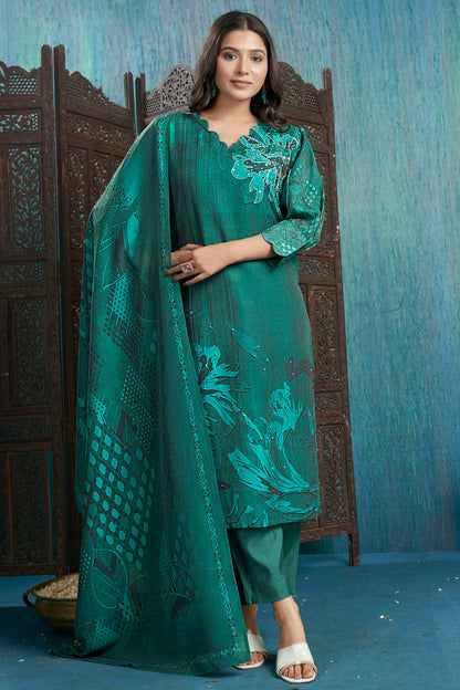 Rama Green Colour Viscose Silk Stitched Suit