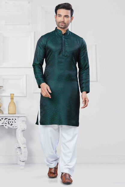 Rama Green Colour Woven Jacquard Silk Kurta Pajama VSKP1113454