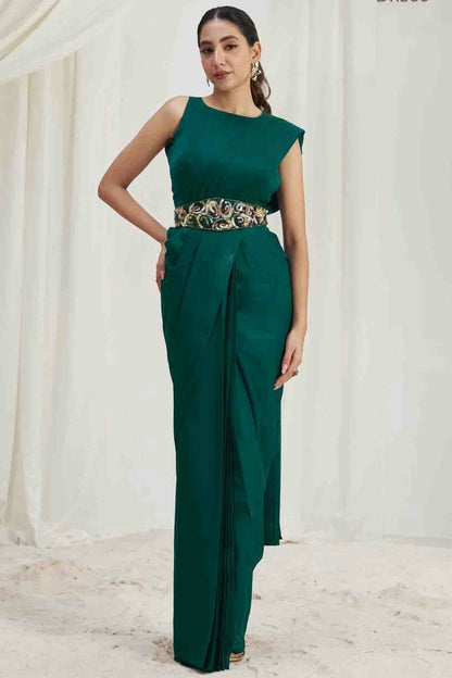 Rama Green Organza Hand Work Ready To Wear Saree VSSD1080976