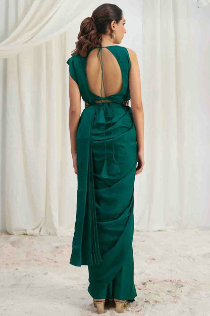 Rama Green Organza Hand Work Ready To Wear Saree VSSD1080976