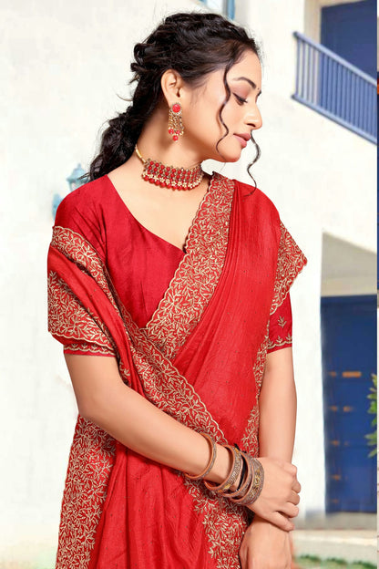 Red Colour Art Silk Designer Saree VSSD1121833