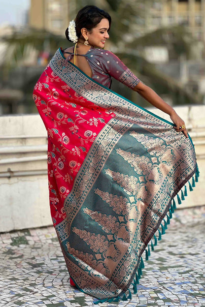 Red Colour Banarasi Silk Meenakari Work Traditional Saree VSSD1113552