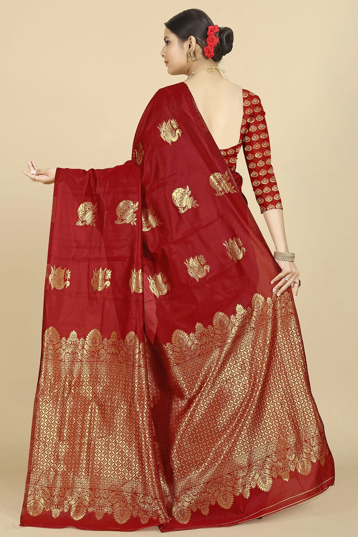 Red Colour Banarasi Silk Saree VSSD1180173