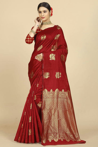 Red Colour Banarasi Silk Saree
