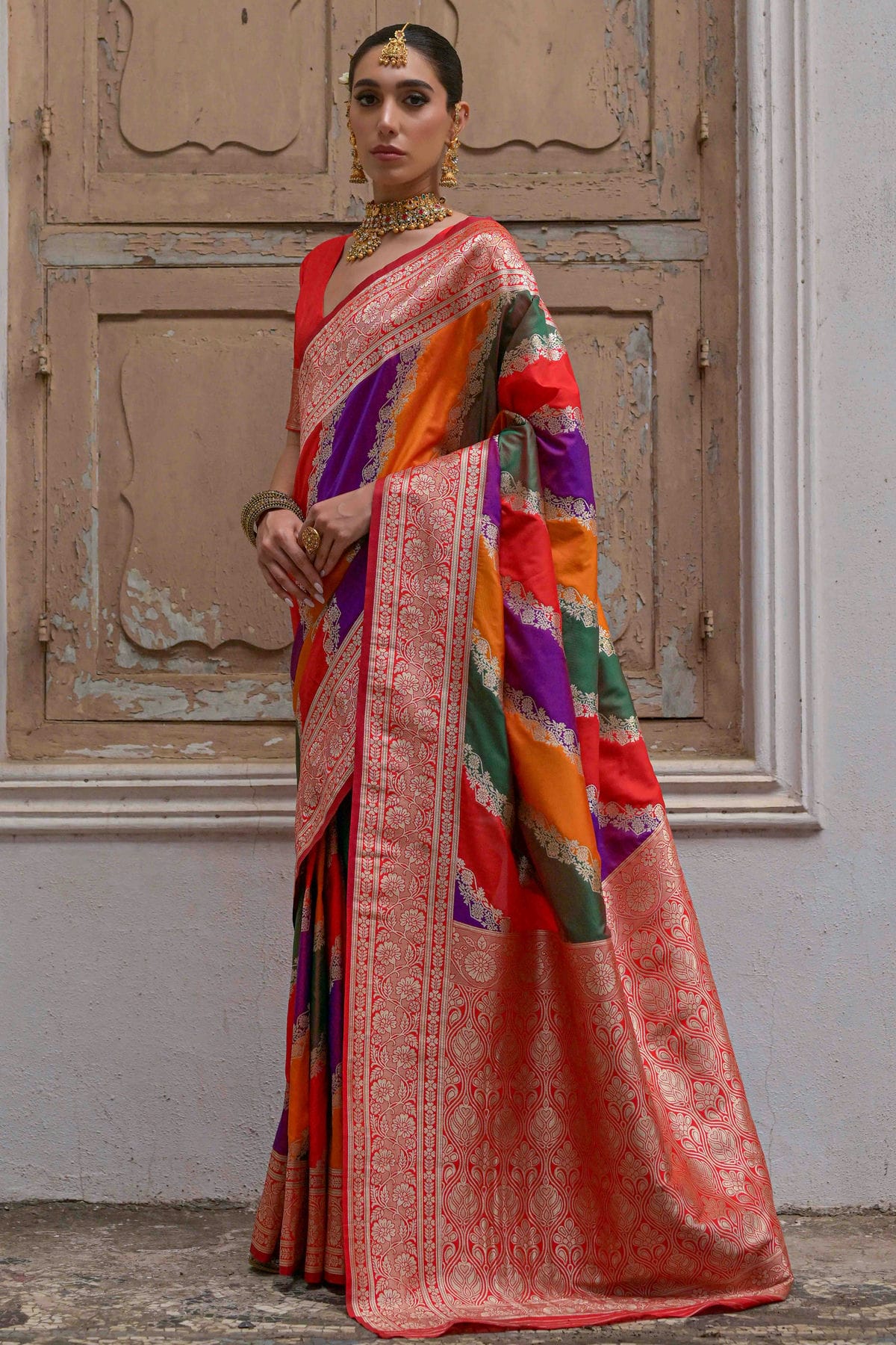 Red Colour Banarasi Silk Traditional Saree