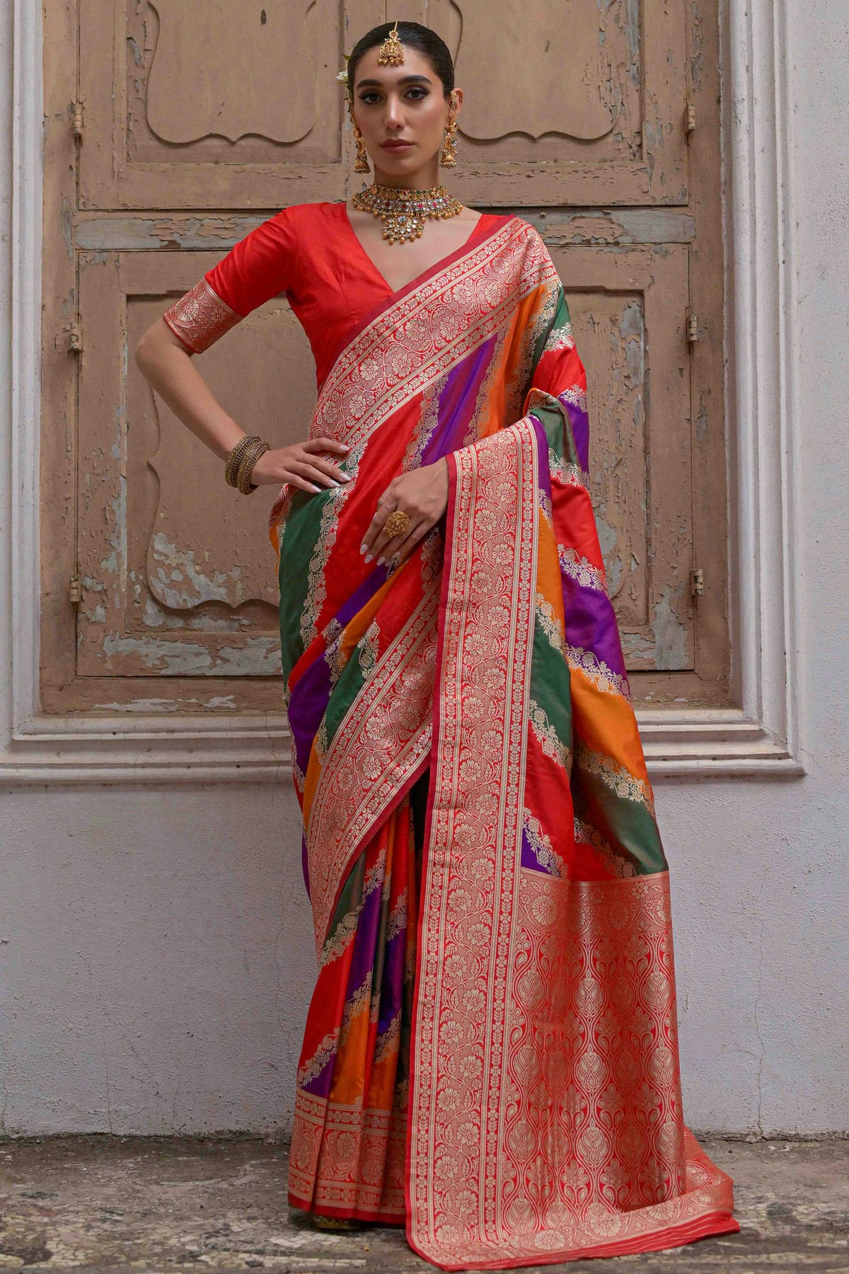 Red Colour Banarasi Silk Traditional Saree VSSD1260043