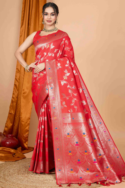 Red Colour Banarasi Silk Woven Work Traditional Saree VSSD1113535