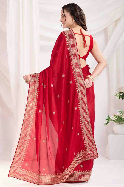 Red Colour Chinon Silk Designer Saree VSSD1112873