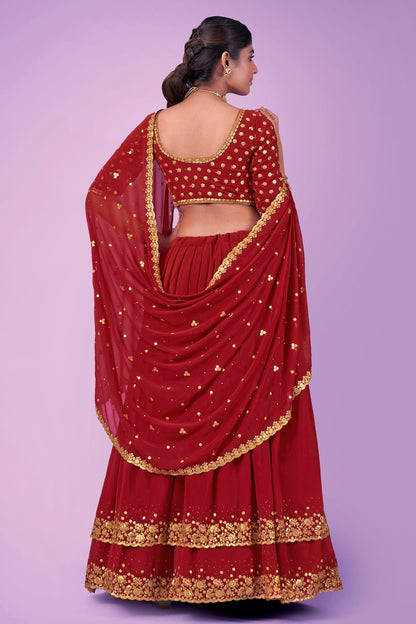 Red Colour Embroidery Georgette Lehenga Choli VSLD1080668