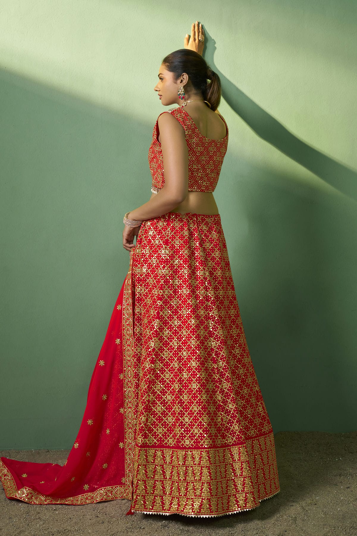 Red Colour Embroidery Georgette Lehenga Choli VSLD1080785