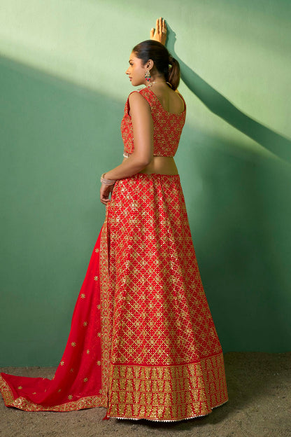 Red Colour Embroidery Georgette Lehenga Choli VSLD1080785