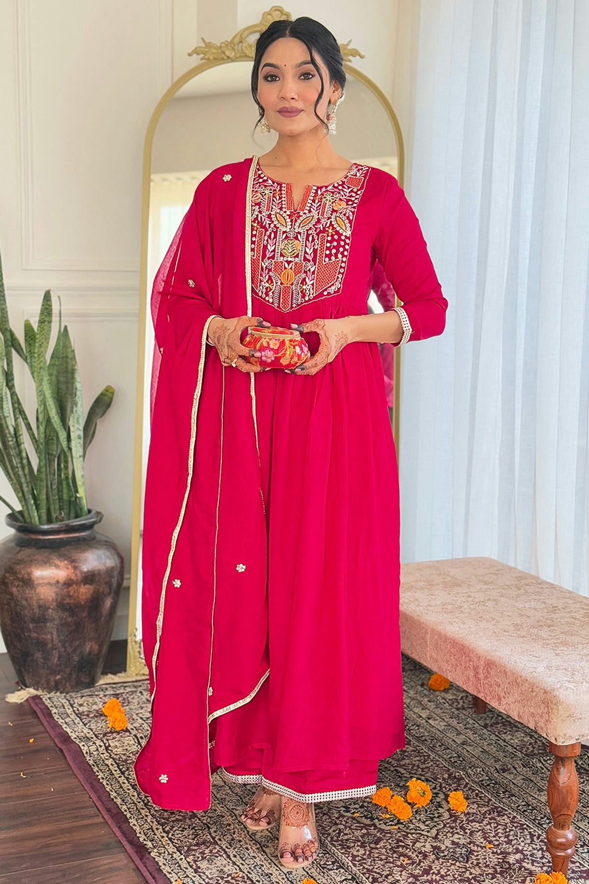 Red-Colour-Embroidery-Viscose-Stitched-Suit-VSSS1112452