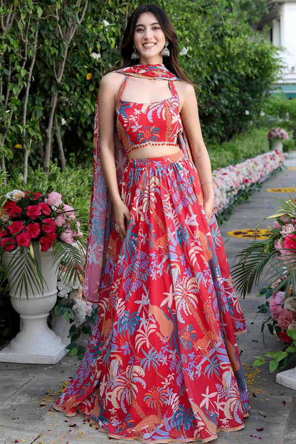 Red Colour Georgette Lehenga Choli VSLC1113151