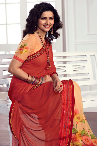 Red Colour Georgette Printed Saree VSSD1180063