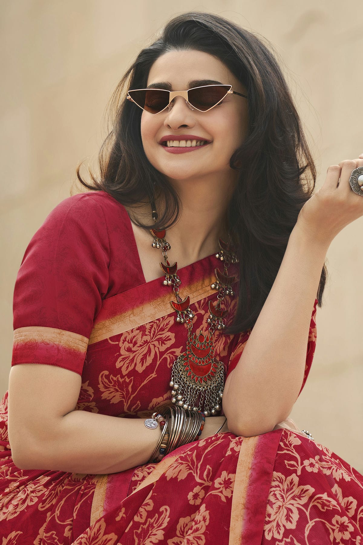 Red Colour Georgette Printed Saree VSSD1180072