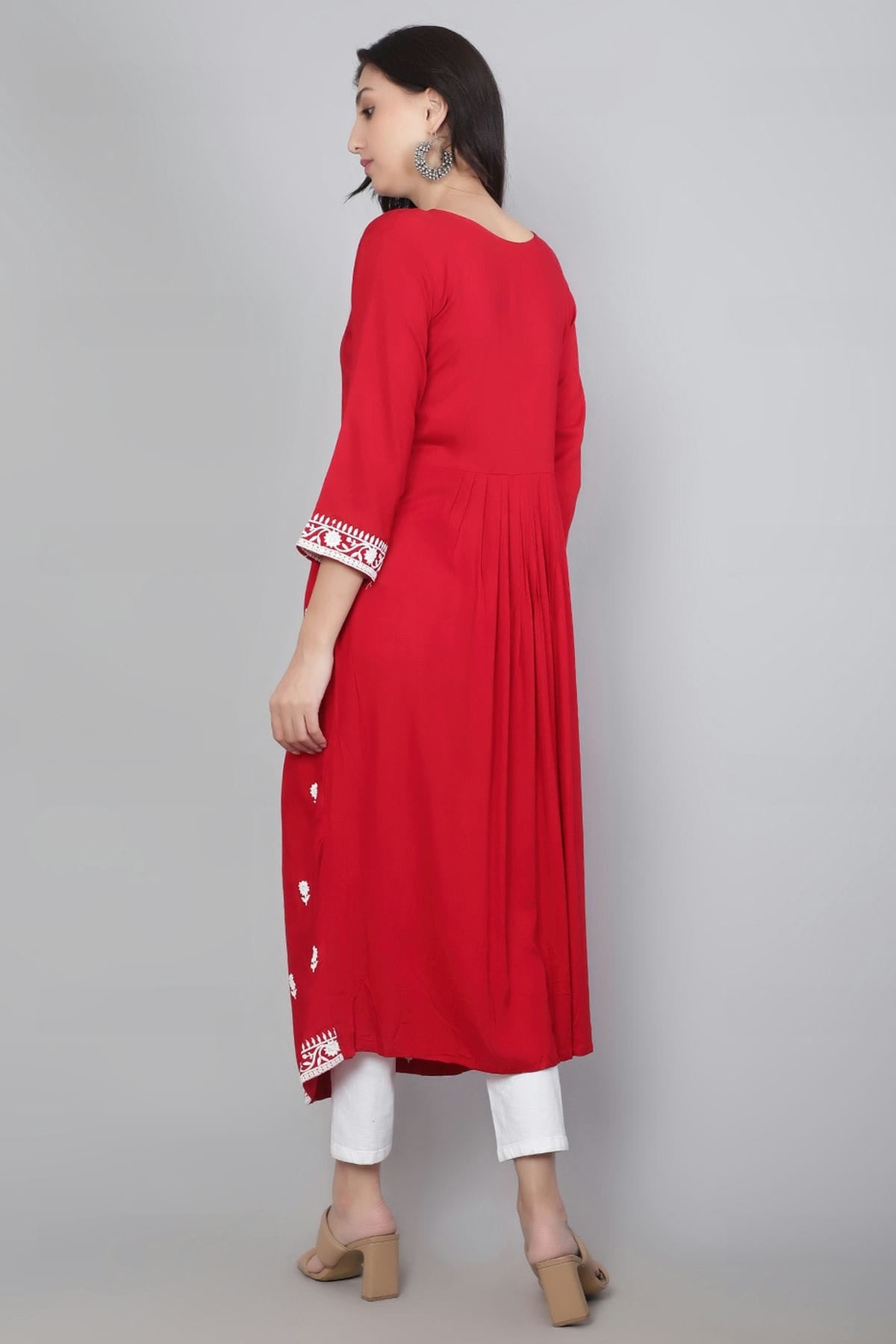 Red Colour Rayon Kurti VSKR1111136