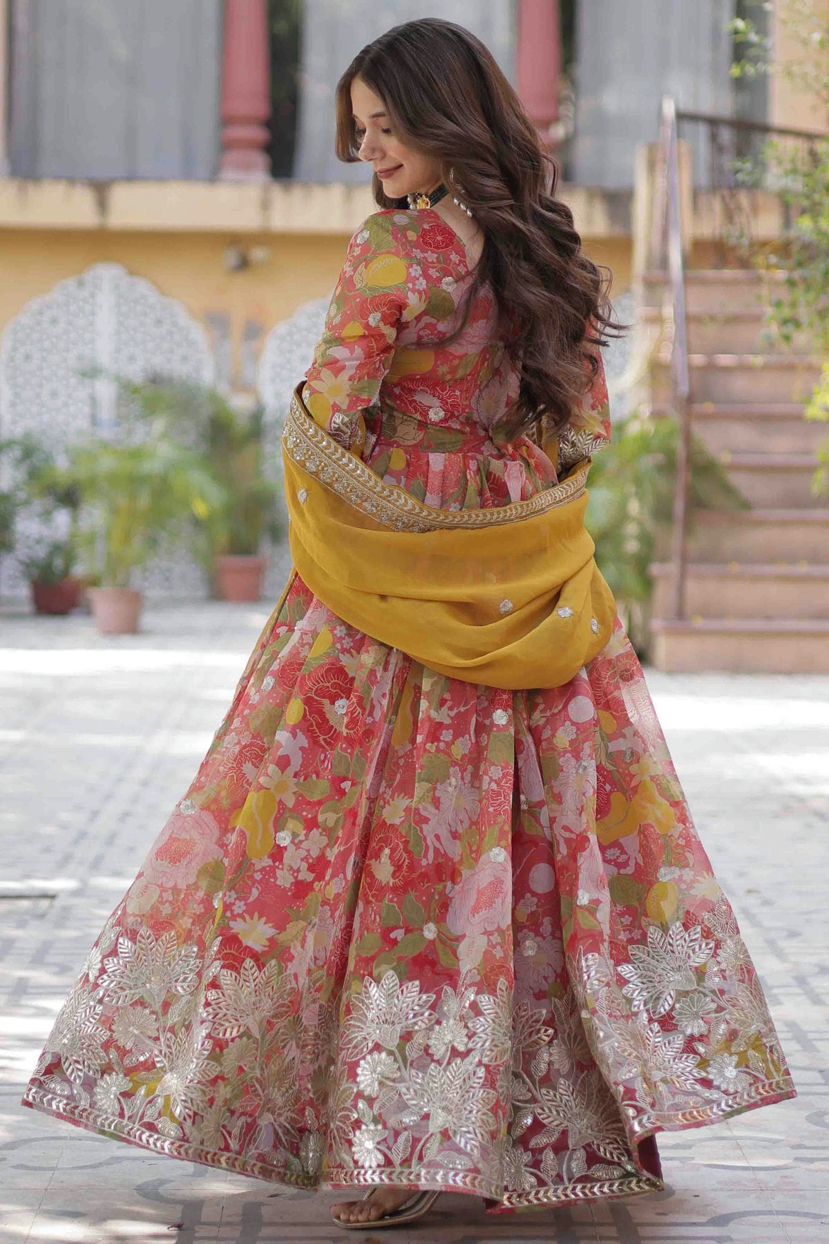 Red Colour Russion Silk Stitched Gown VSSS1113939