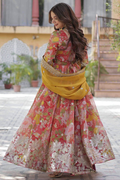 Red Colour Russion Silk Stitched Gown VSSS1113939