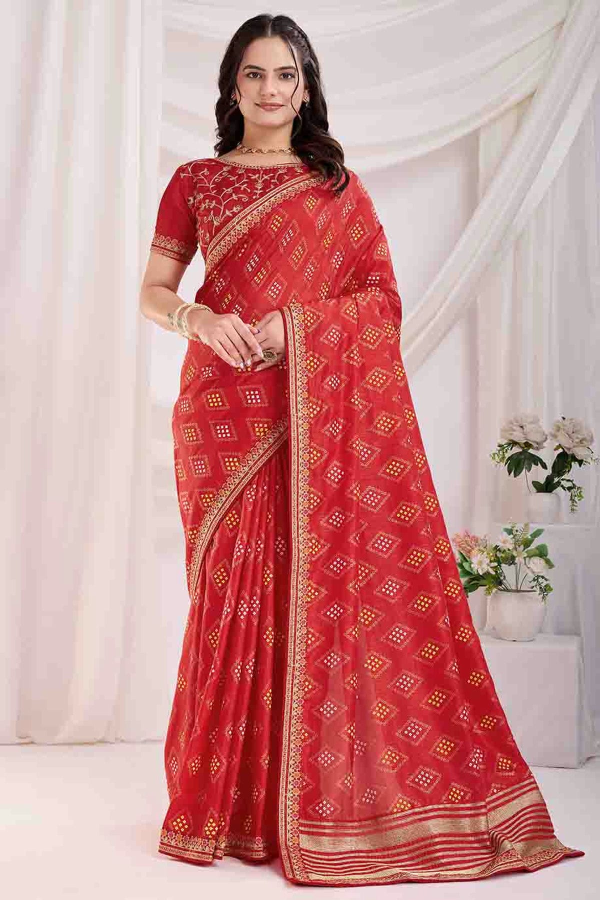 Red Colour Vichitra Silk Designer Saree VSSD1112865