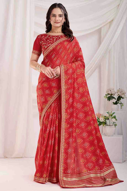 Red Colour Vichitra Silk Designer Saree VSSD1112865