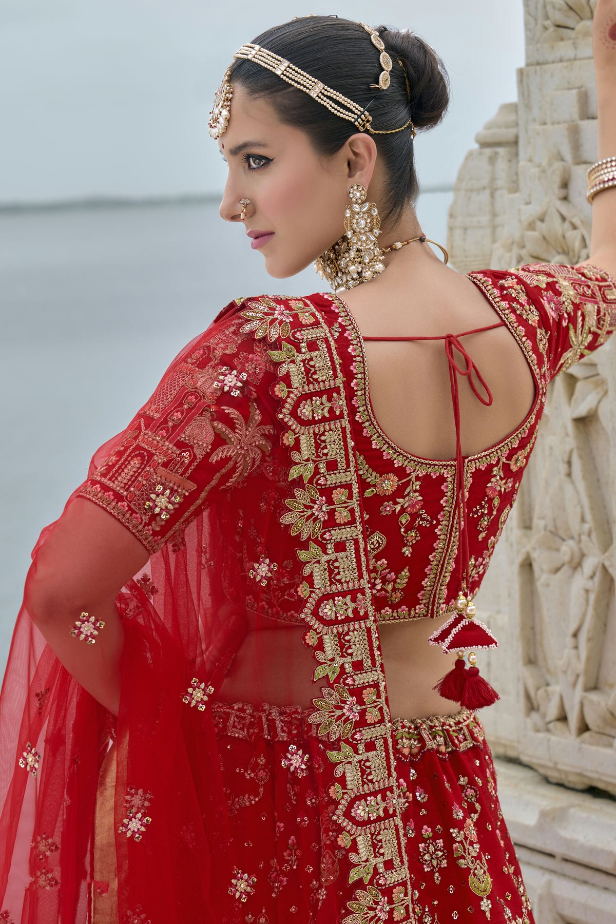 Red Embroidery Silk Lehenga Choli VSLC1290129