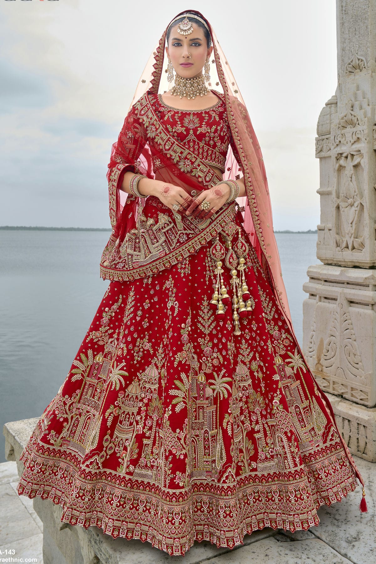 Red Embroidery Silk Lehenga Choli