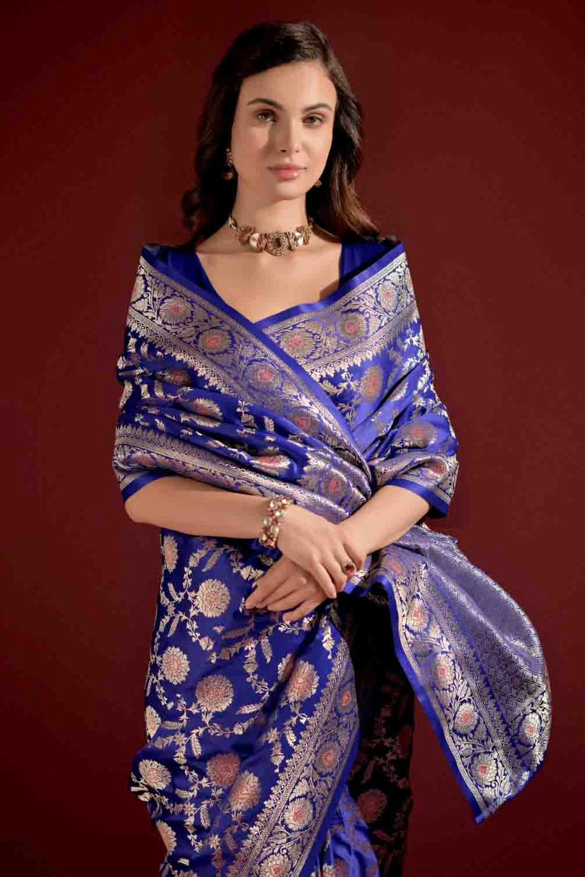 Royal Blue Colour Banarasi Silk Traditional Saree
