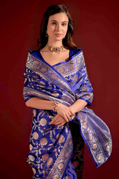 Royal Blue Colour Banarasi Silk Traditional Saree