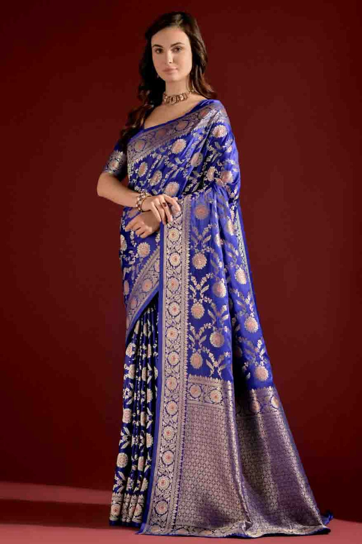 Royal Blue Colour Banarasi Silk Traditional Saree VSSD1260075