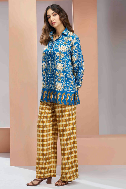 Royal Blue Colour Muslin Silk Co-Ord Set VSTP1080962