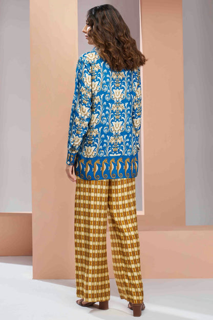 Royal Blue Colour Muslin Silk Co-Ord Set VSTP1080962