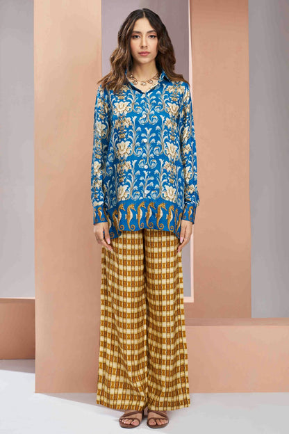 Royal Blue Colour Muslin Silk Co-Ord Set VSTP1080962