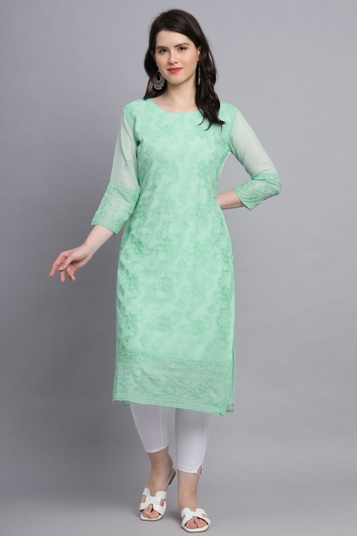 Sea Green Colour Georgette Kurti