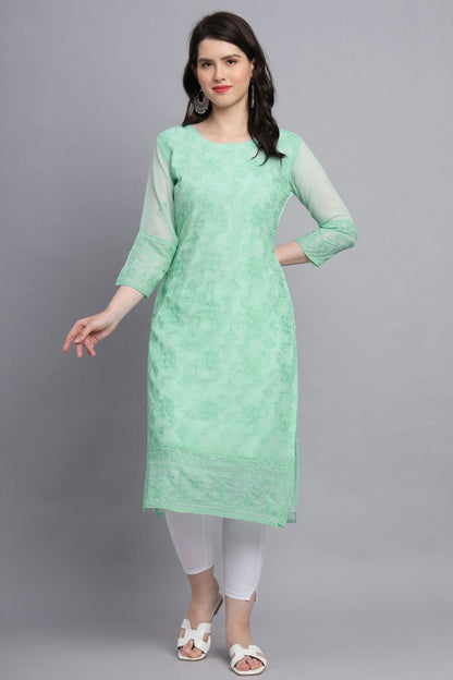 Sea Green Colour Georgette Kurti